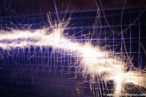 Electric sparks on metal wire