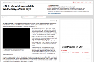 CNN story of Navy missile shoots down satellite