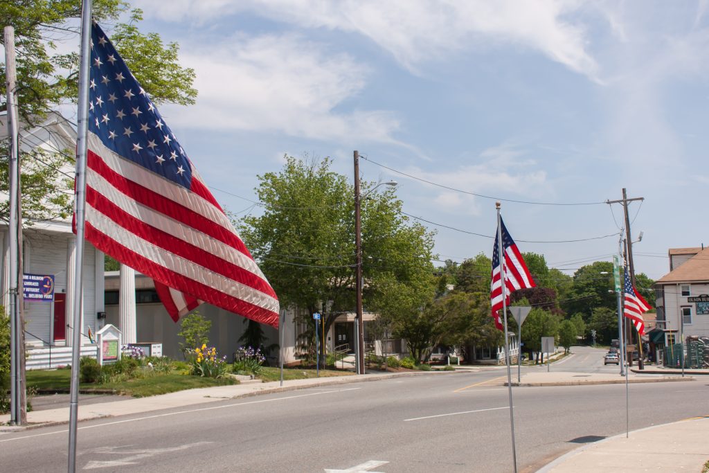 American Flags on Foxboro Common