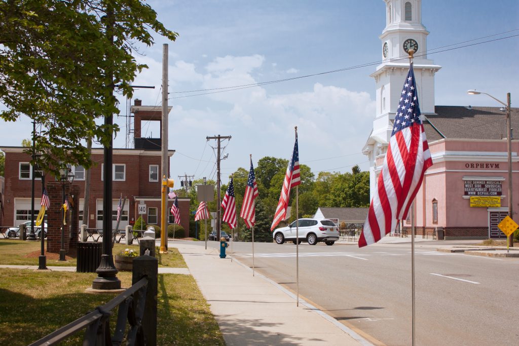 American Flags on Foxboro Common