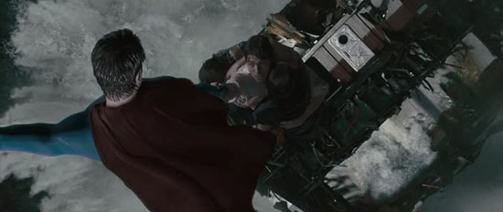Superman rescues Lois, Richard and Jason from the sinking Yacht Gertrude, Superman Returns, 2006