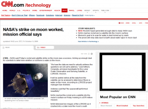 CNN story of NASA Moon Strike October 9, 2009